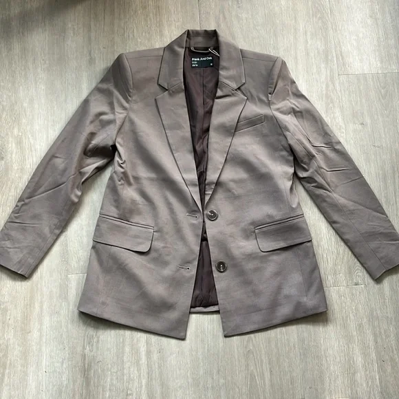 Frank And Oak The Relaxed 2-Button Blazer in Dark Taupe Size XS - Picture 4 of 10